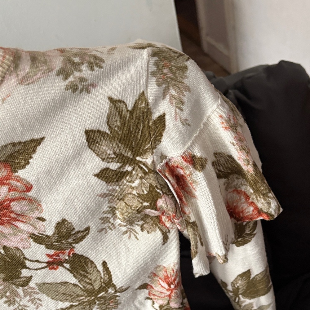 NWT  Anthropologie  Harlyn size S Floral Ruffle Women's Sweater $118 - Picture 5 of 6